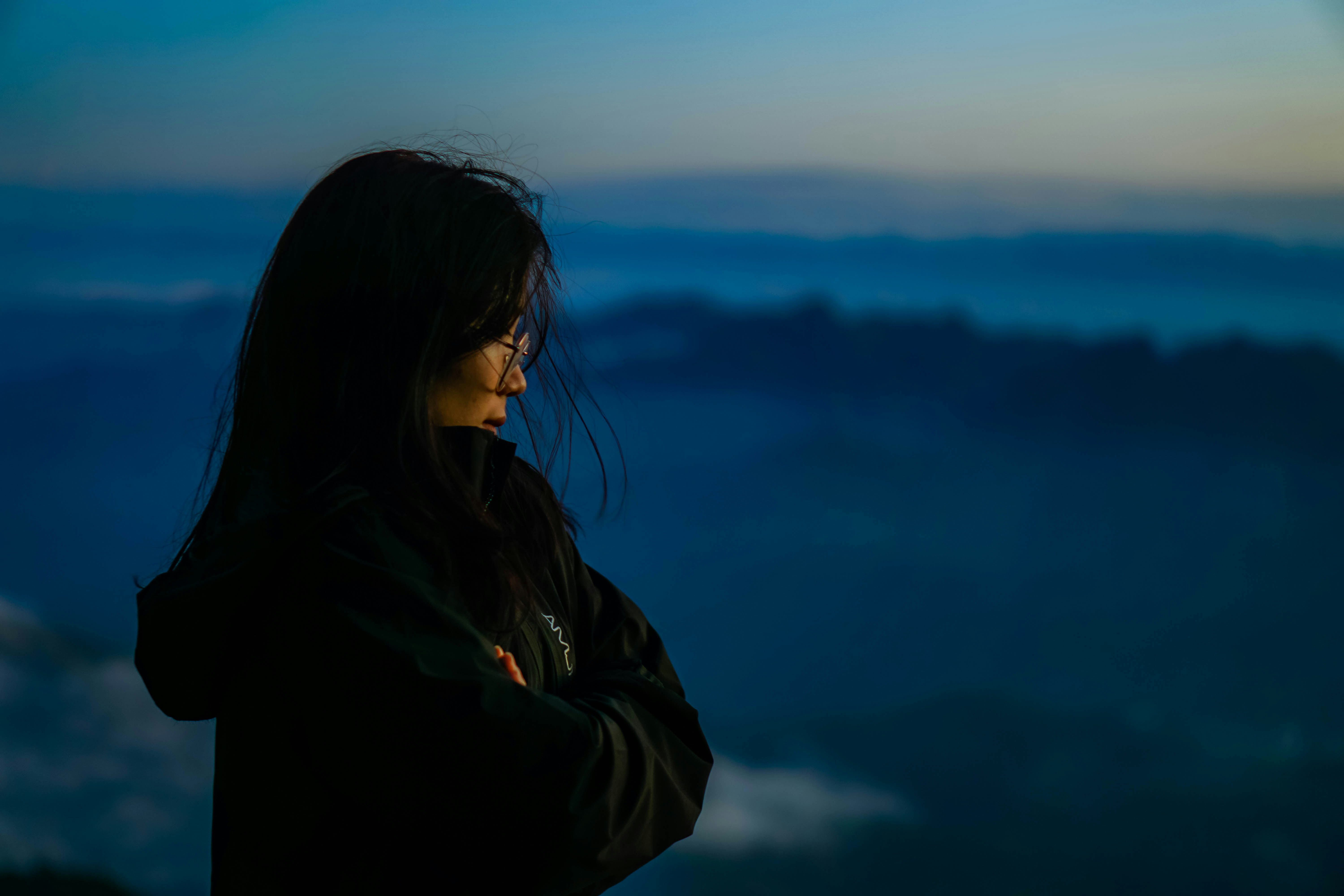 a person looking out over a valley