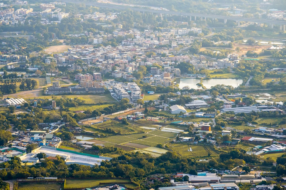 an aerial view of a city