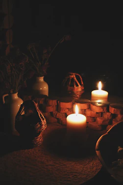 a group of candles lit