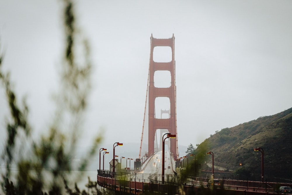 a large red bridge