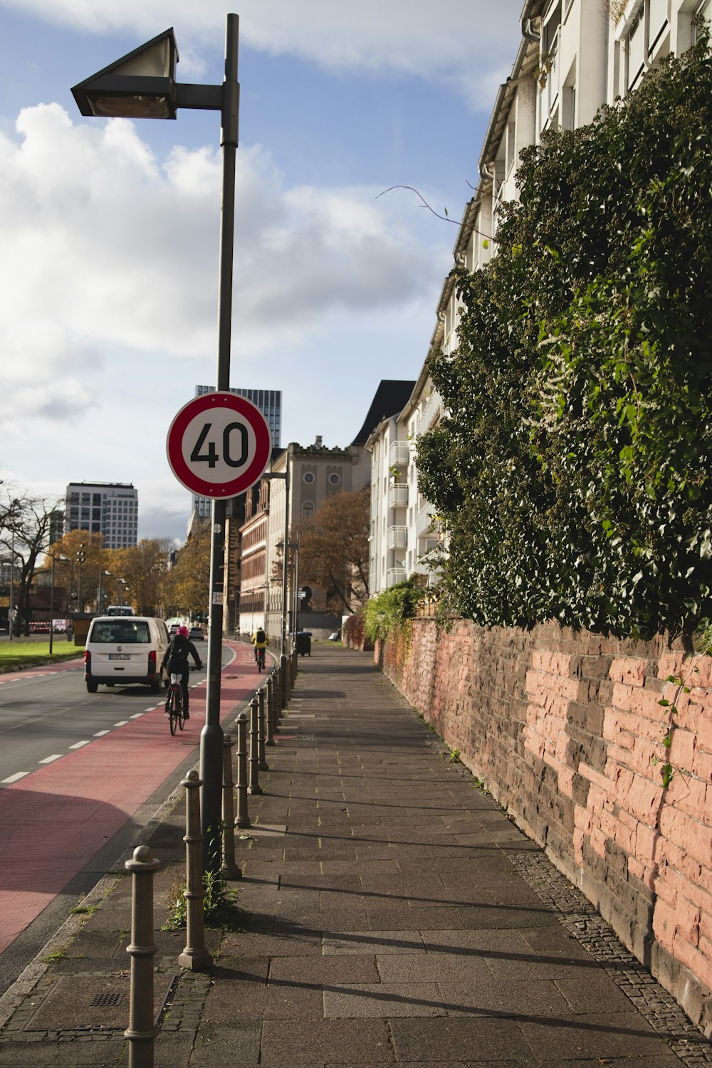 a bicycle is parked on the side of a road