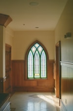 a large stained glass window