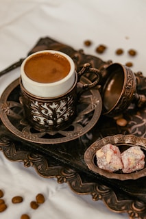 a cup of coffee on a saucer