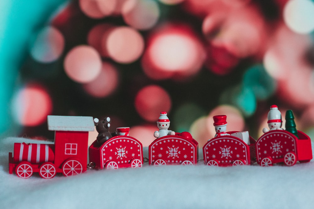 a group of red and white toy blocks