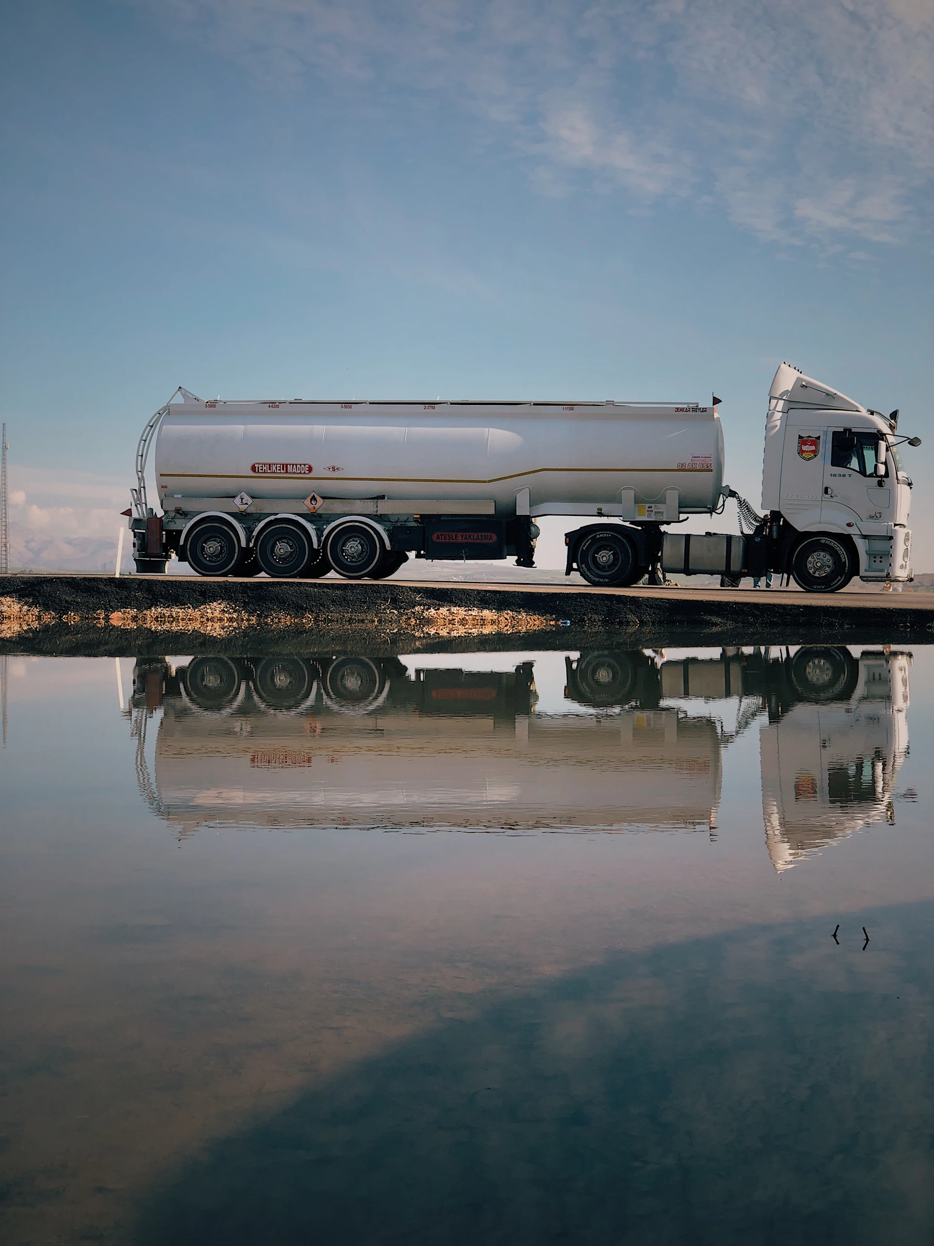 a semi truck on a road
