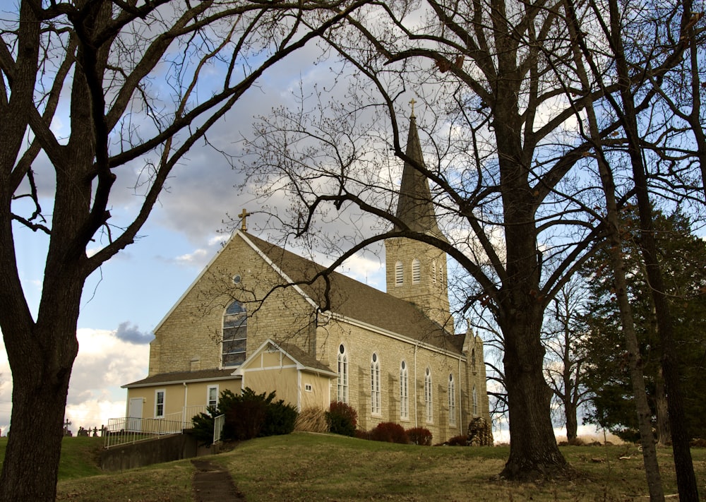 a large building with a tower