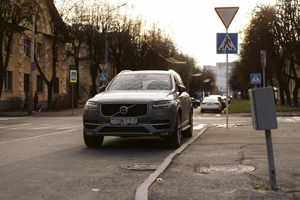 a car parked on the side of a road