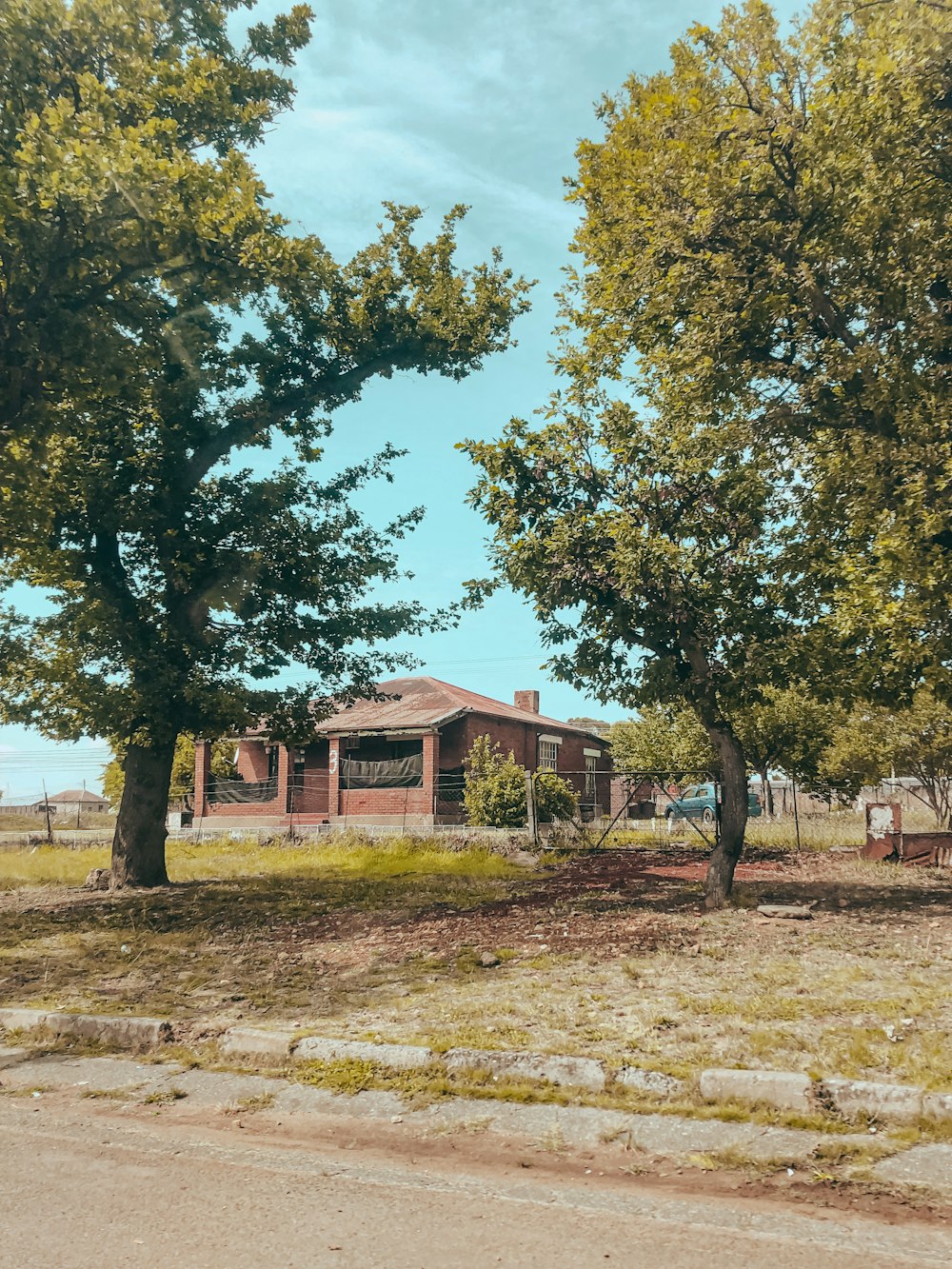 a house with trees in front of it