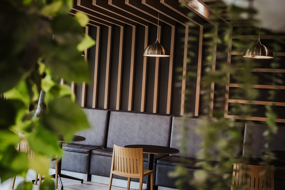 a table and chairs outside a building