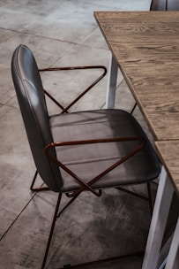 Comfortable industrial-style chair with leather seat and metal frame