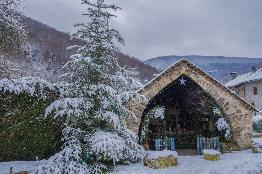 a house with snow on the ground