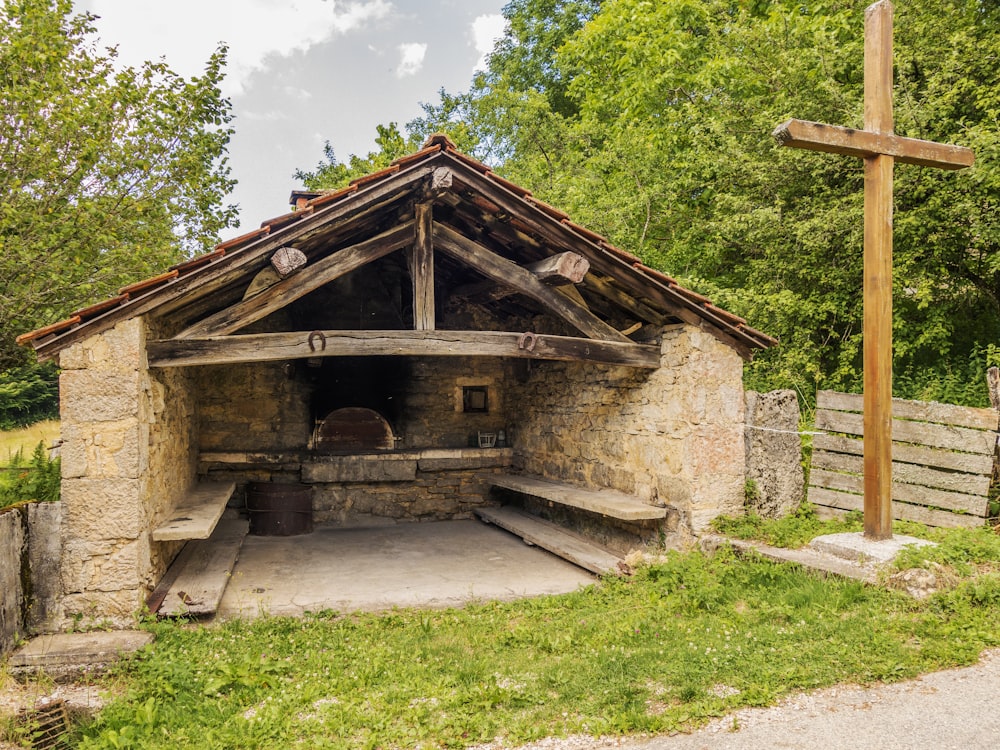 a small stone building