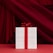 A neatly stacked collection of white books is tied together with a bold red ribbon and bow, set against a rich red draped fabric background. The titles on the book spines indicate they are religious texts, adding a reverent and celebratory ambiance.