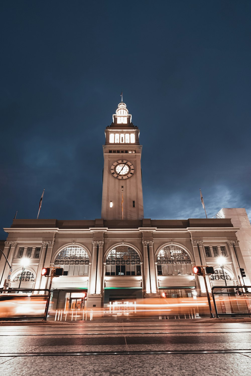 a large clock tower stands tall