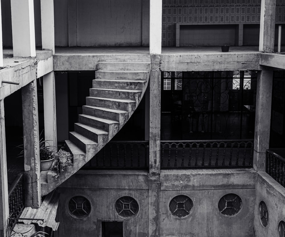 a staircase leading up to a building