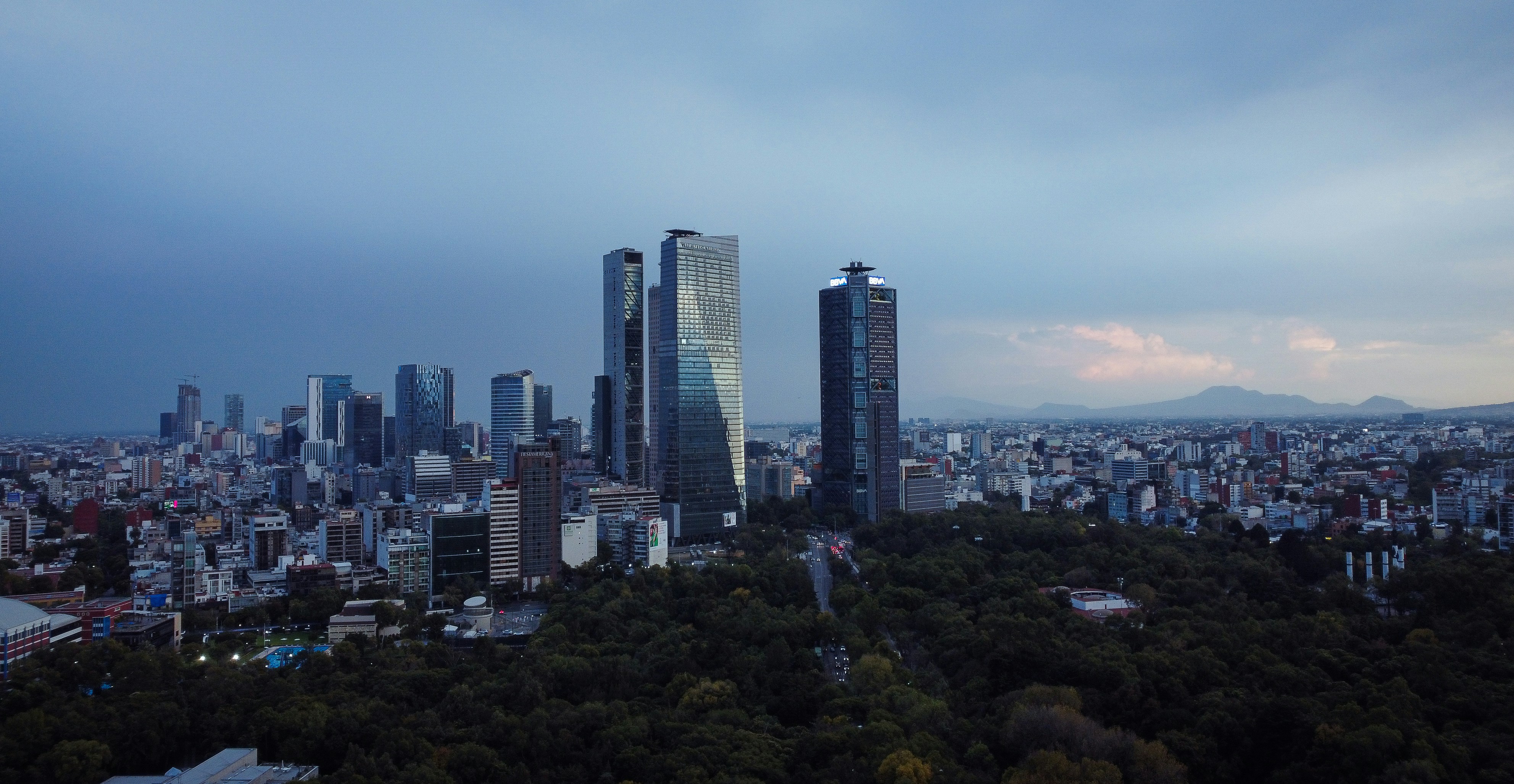 a city with tall buildings