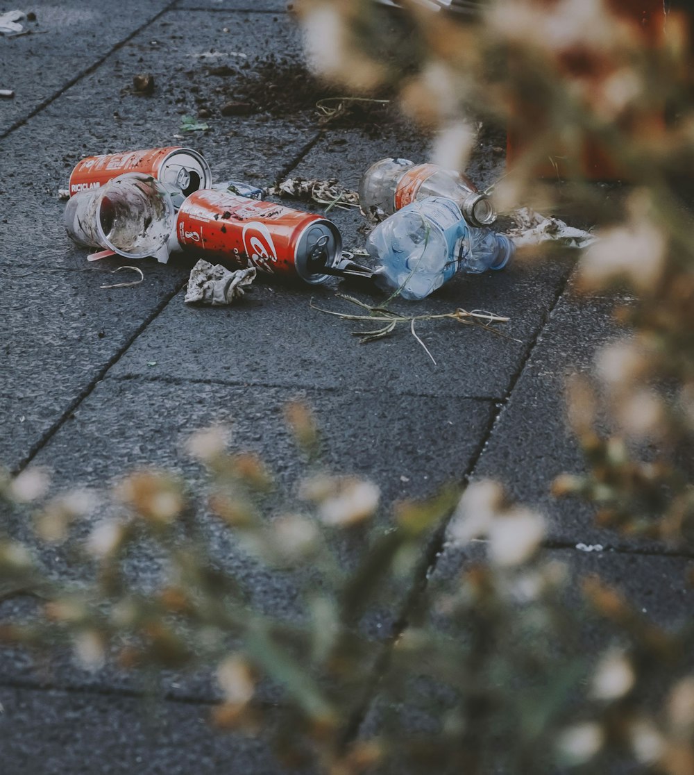 a group of toy figures on a sidewalk