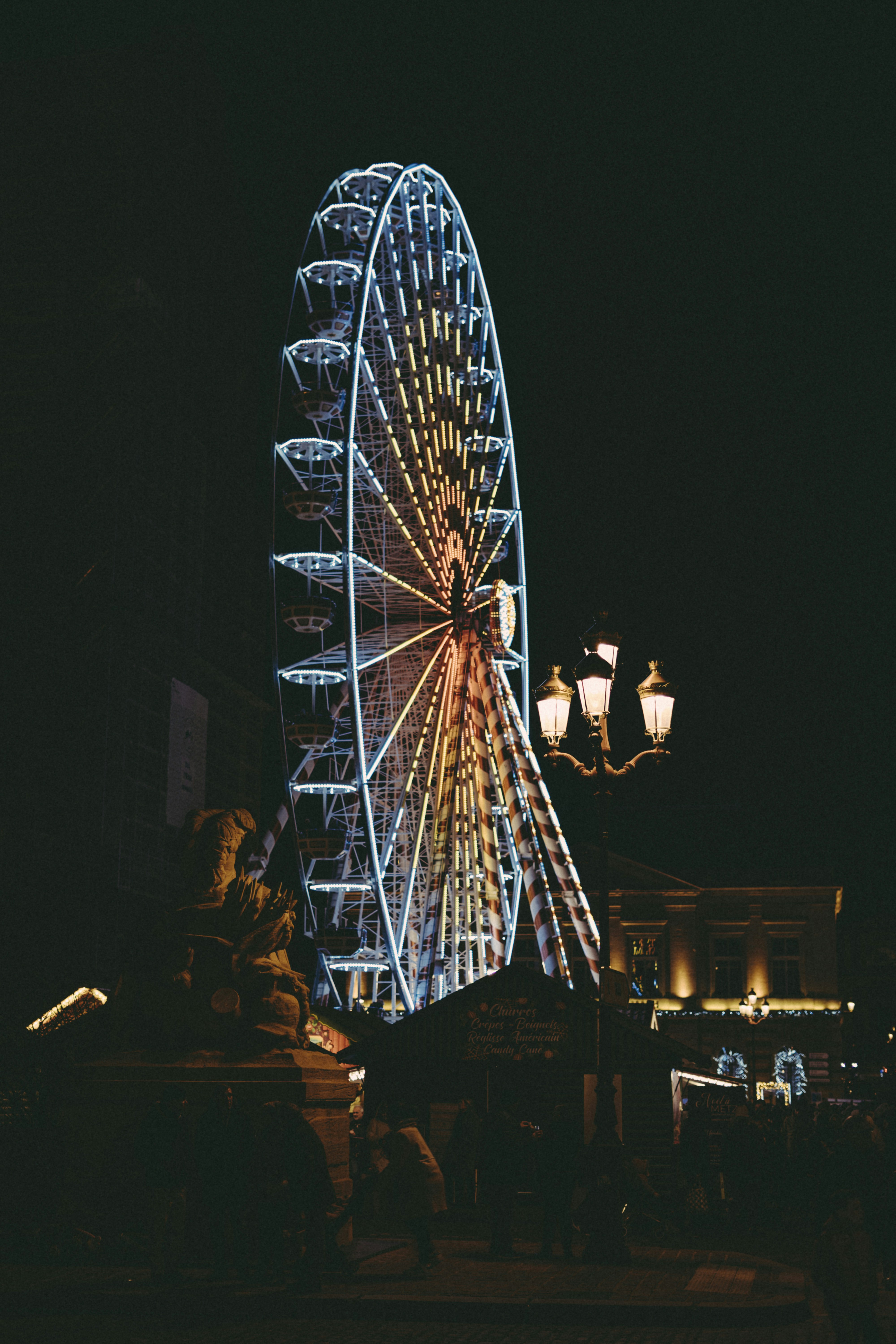 a ferris wheel at night
