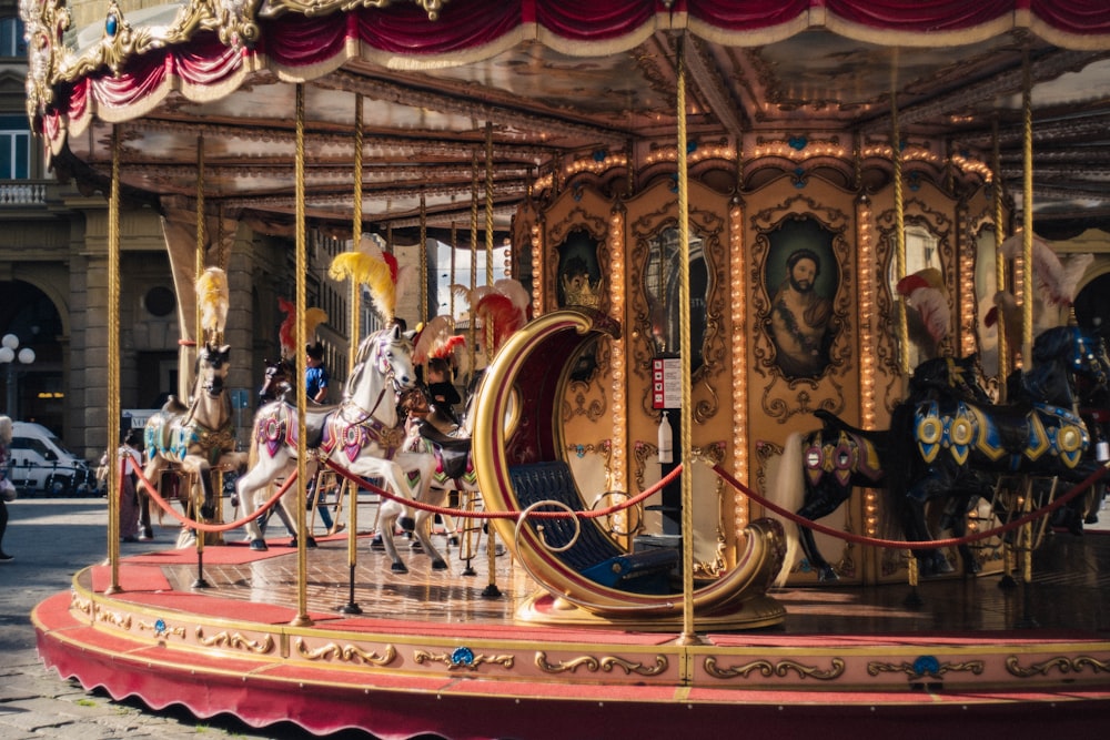 a carousel with people on it