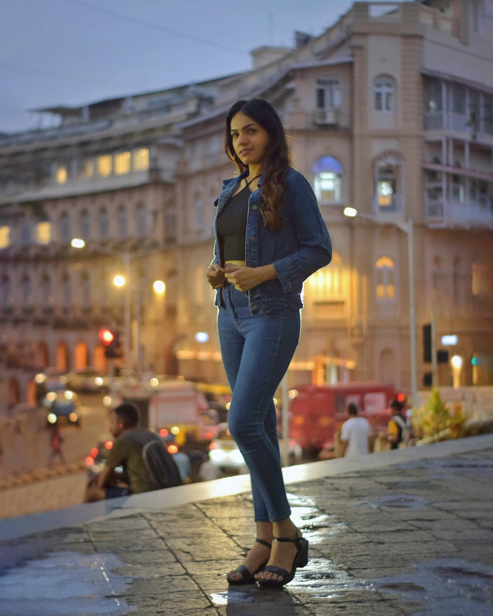 a person standing on a street