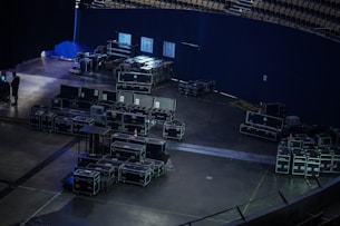a large room with a few machines