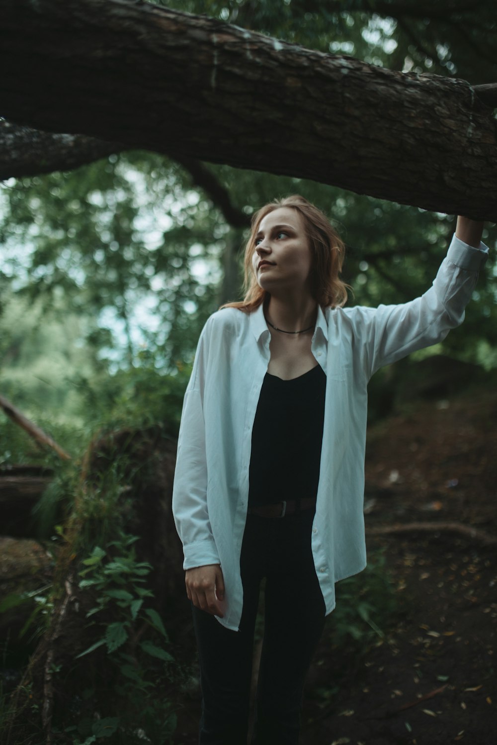 a person standing under a tree