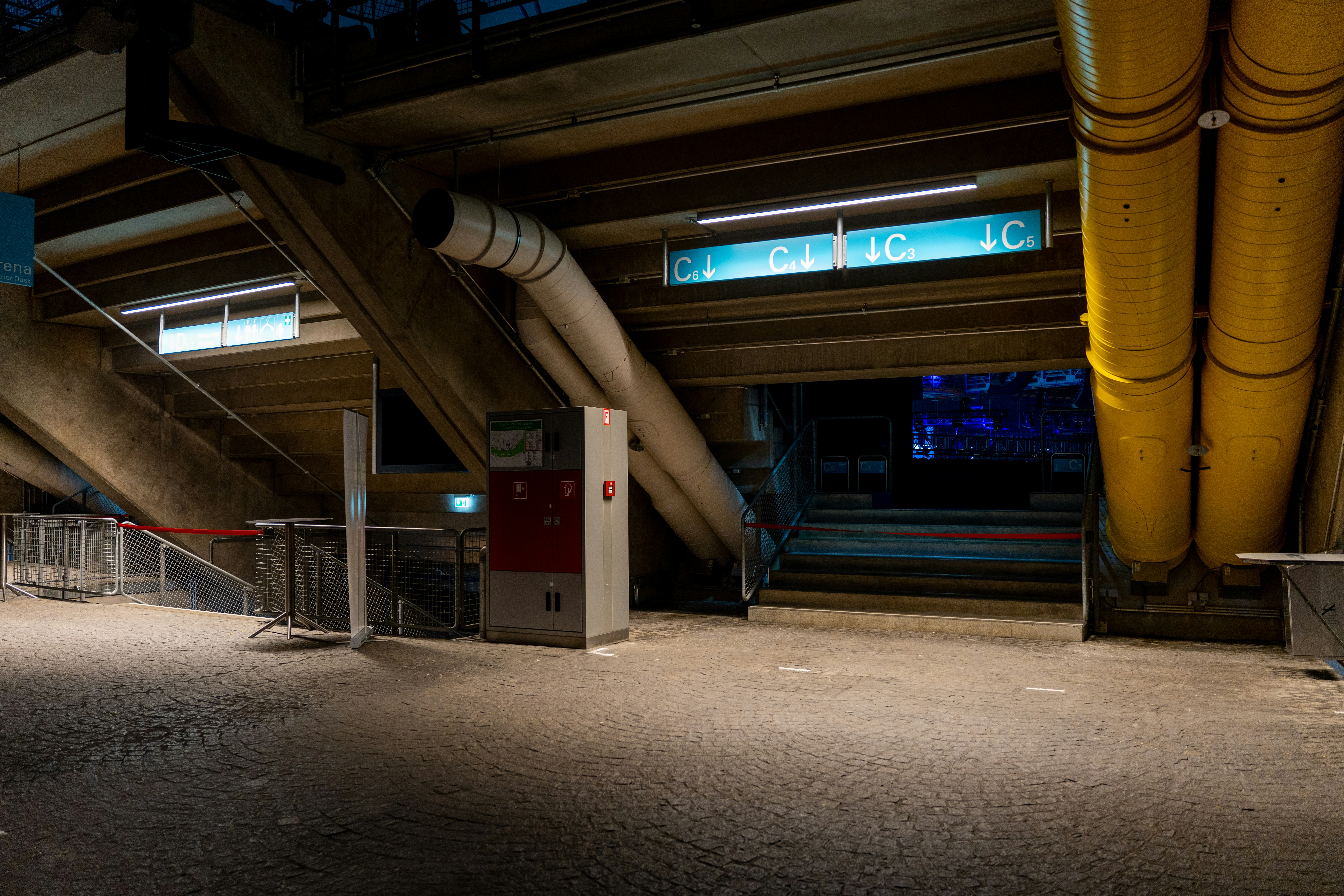 a large building with a sign