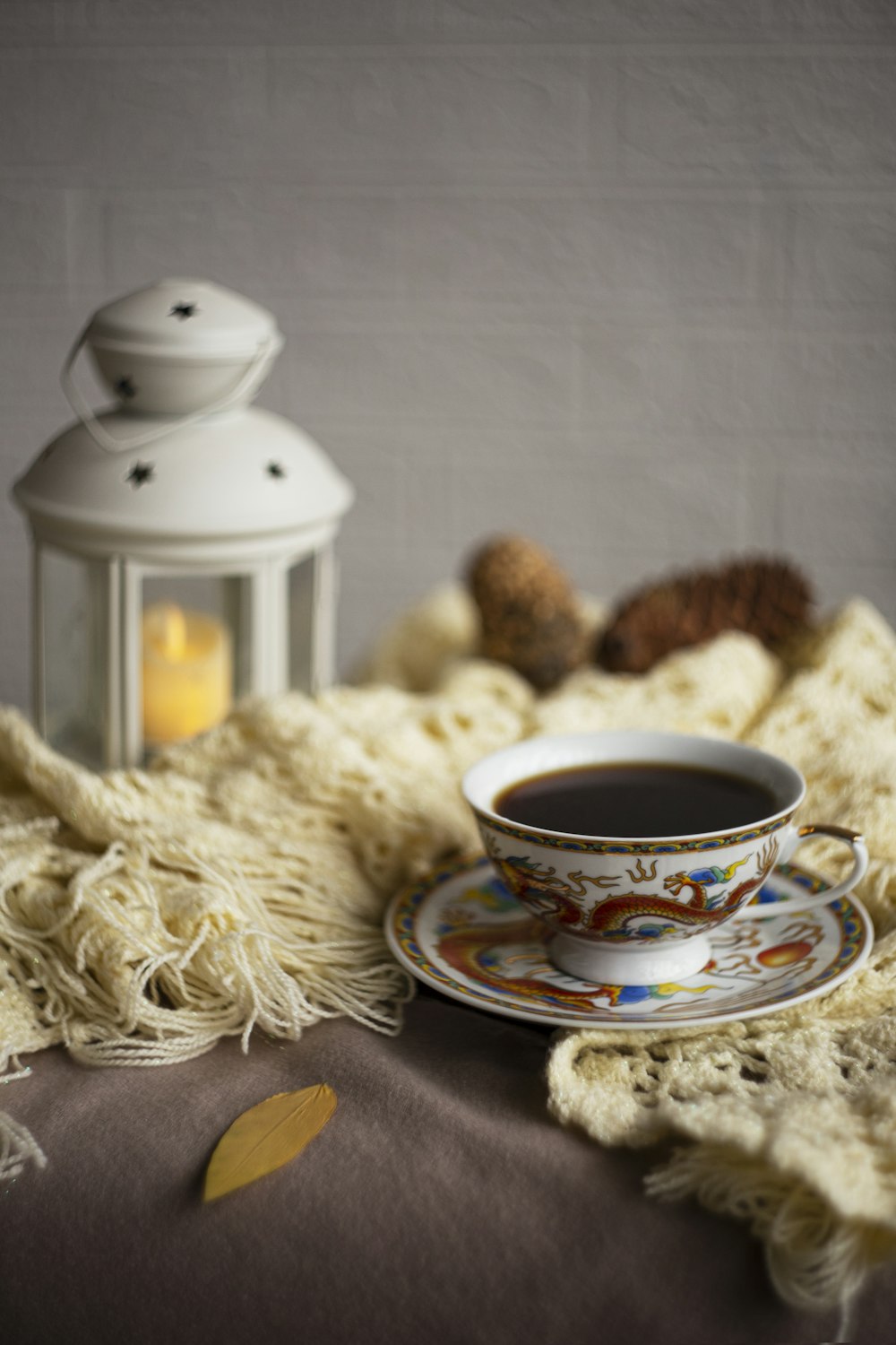 a cup of coffee on a table