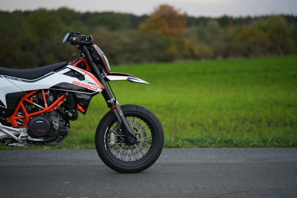 a motorcycle parked on a road