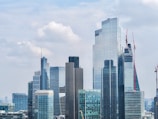 A city skyline showcasing various real estate developments.