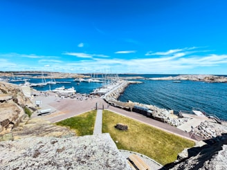A scenic view of the marina where the boat departs.