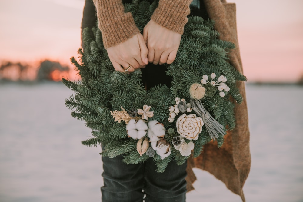 a person holding flowers