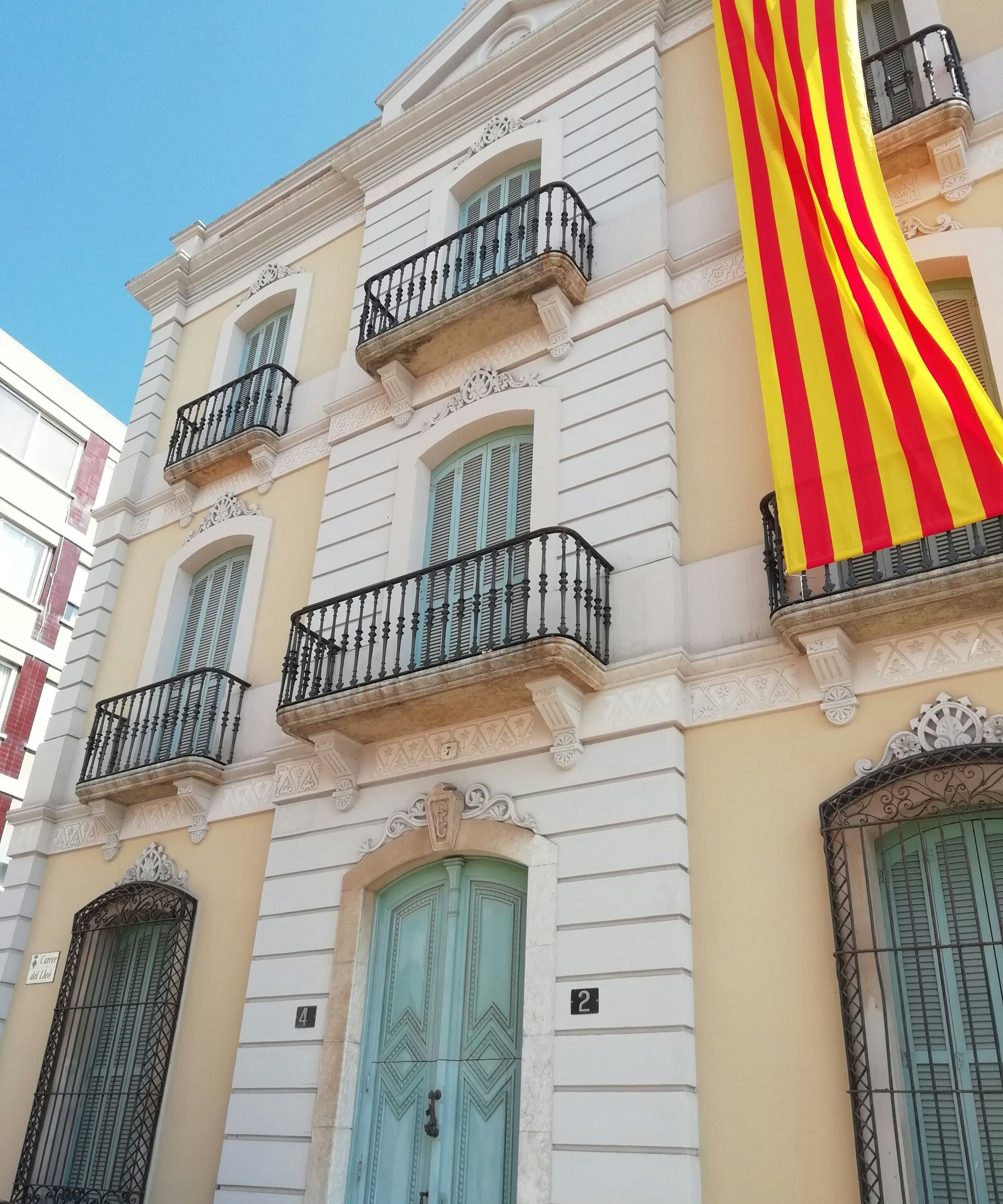 a flag on a building