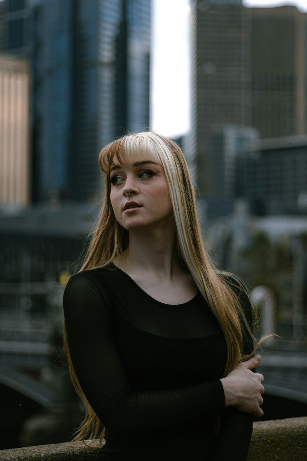 a woman with long blonde hair