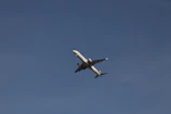 High-resolution image of a Boeing passenger aircraft flying against a clear blue sky.