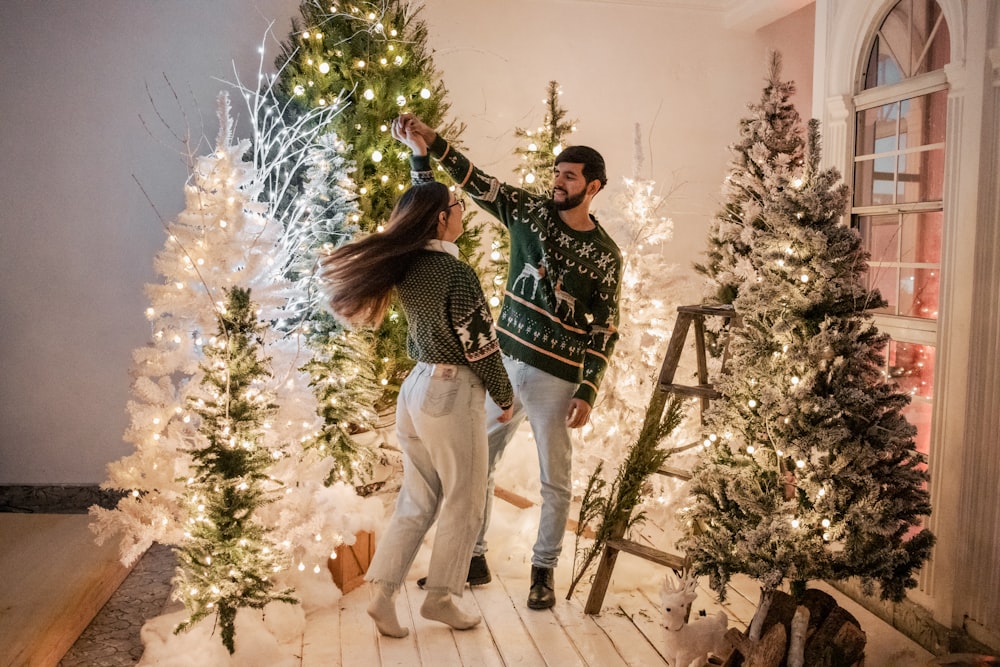 a man and woman dancing