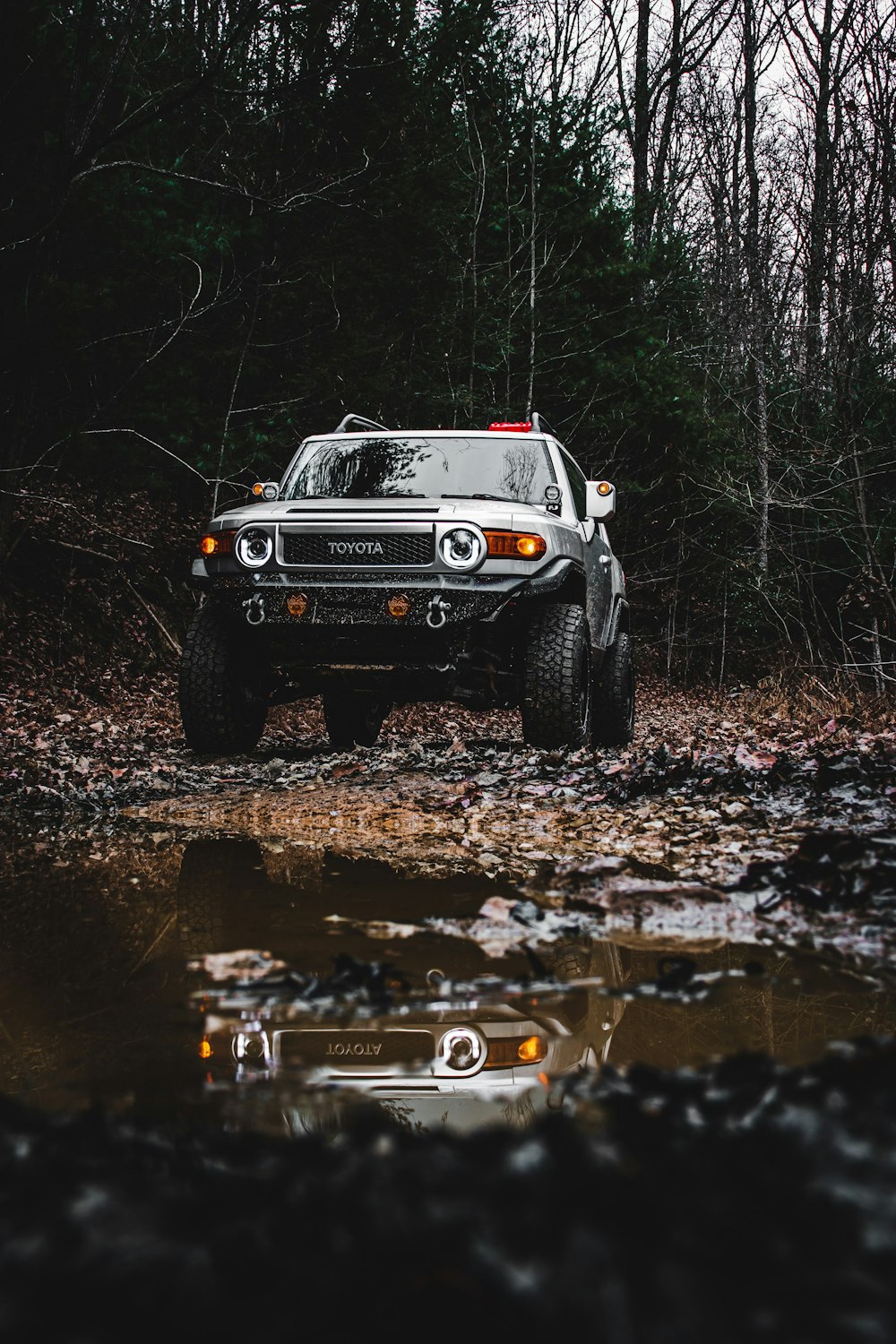 a car on a muddy road