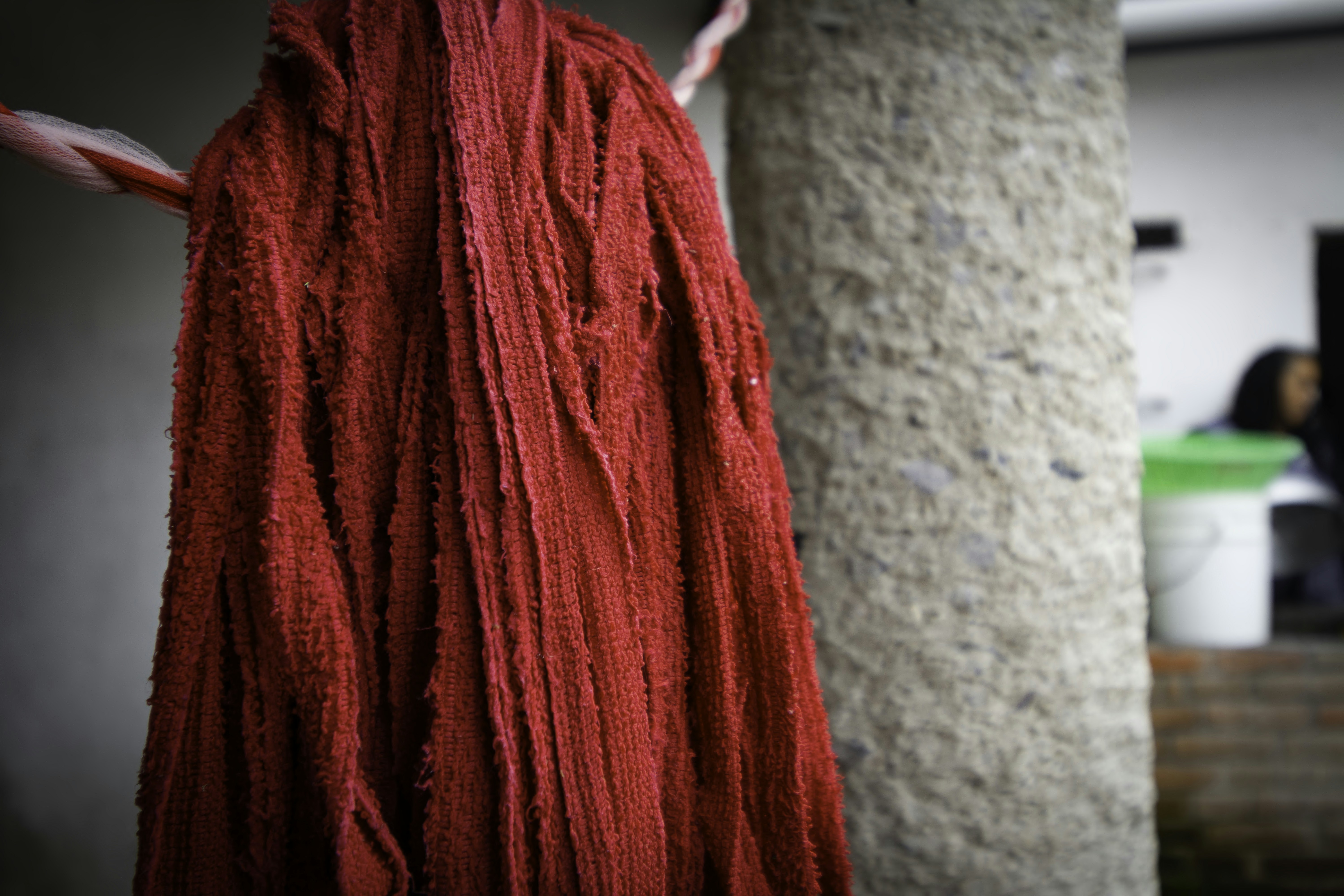 a red dress on a wall