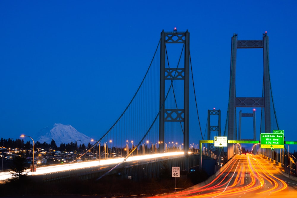 a bridge with lights at night