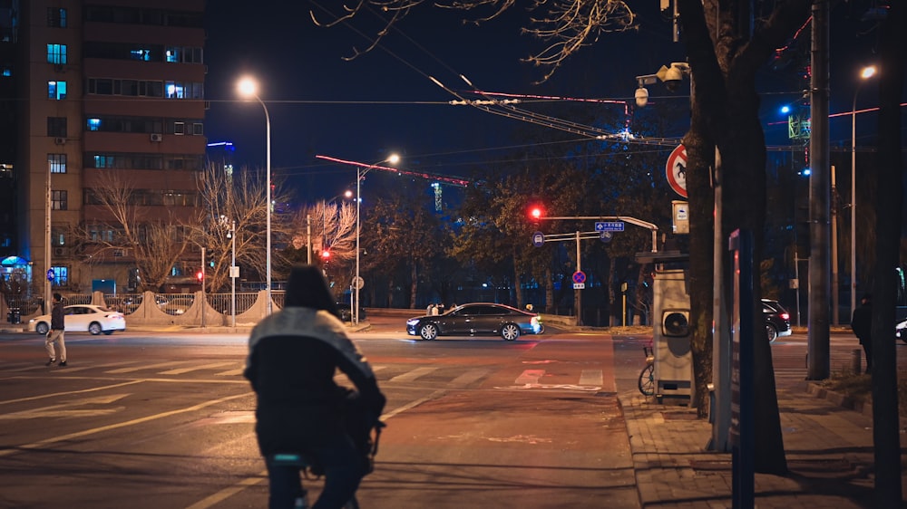 a person walking down a sidewalk