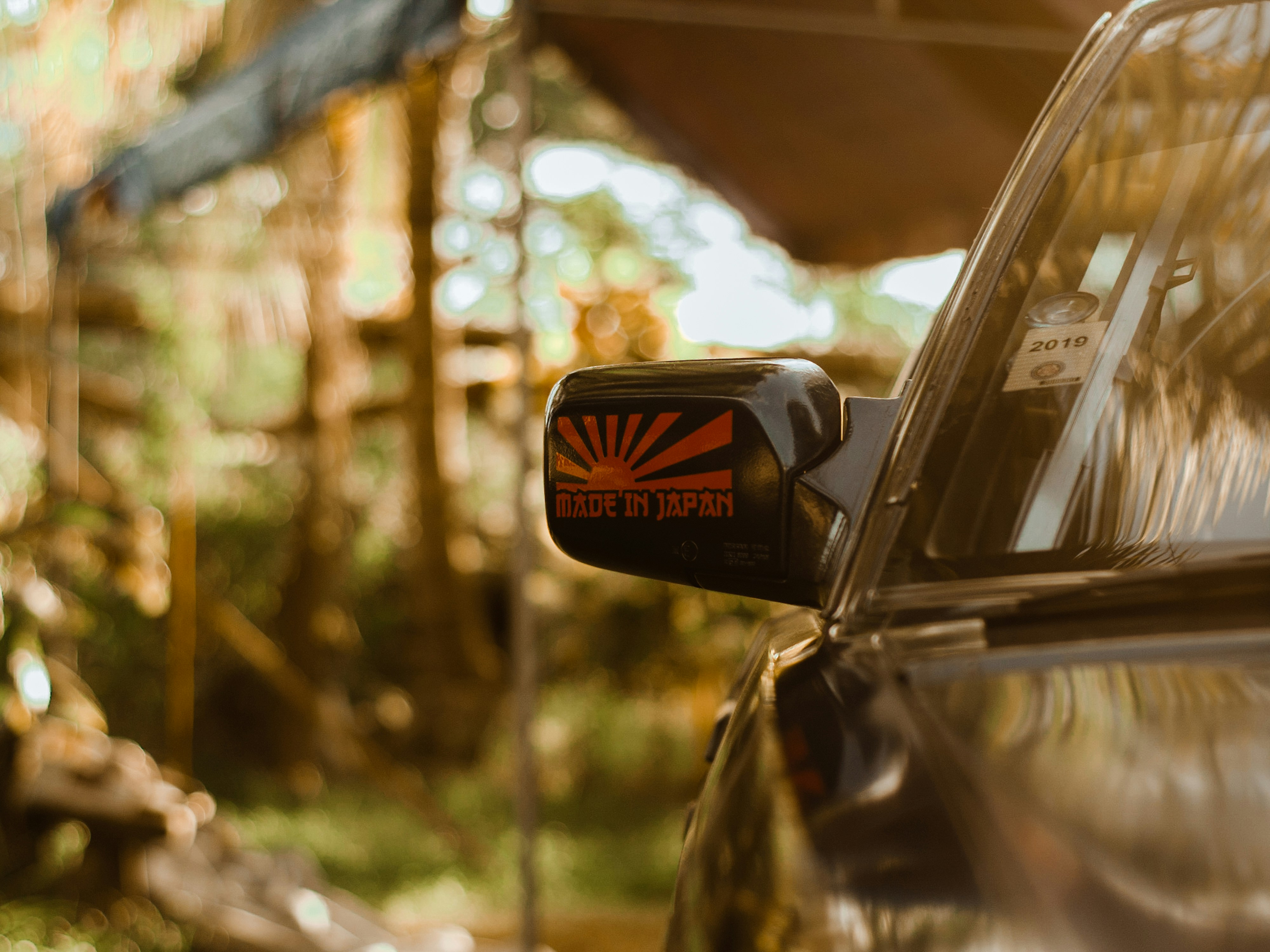 a car is parked in a parking lot