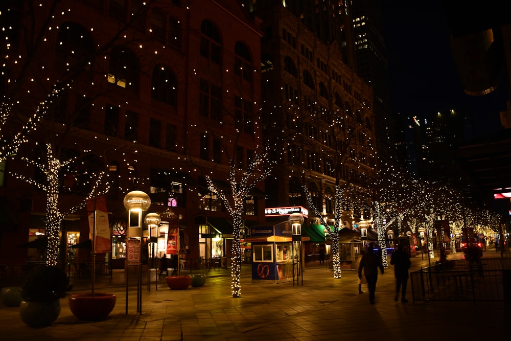 a city street at night