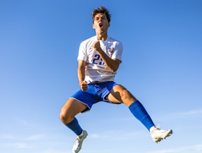 a person running in the air