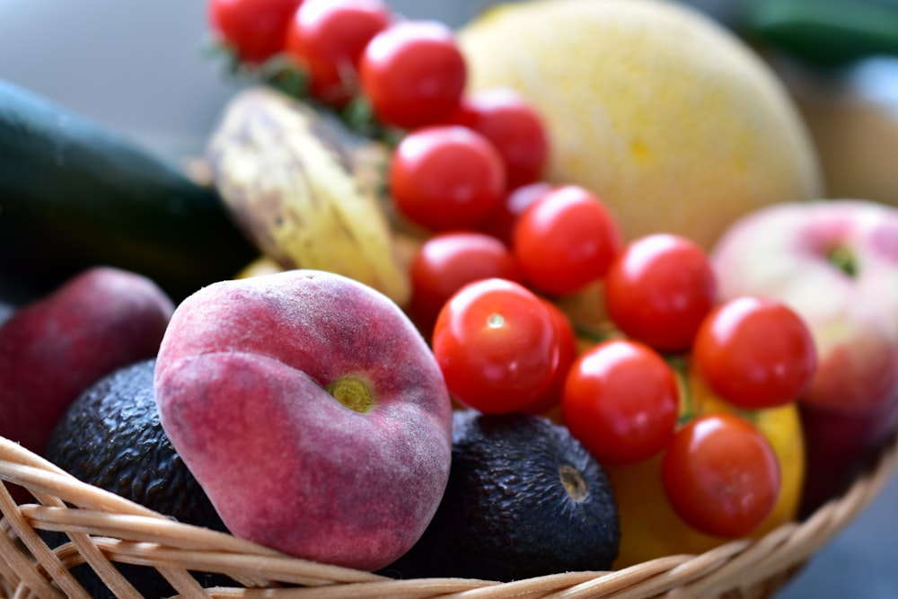 a basket of colorful fruits