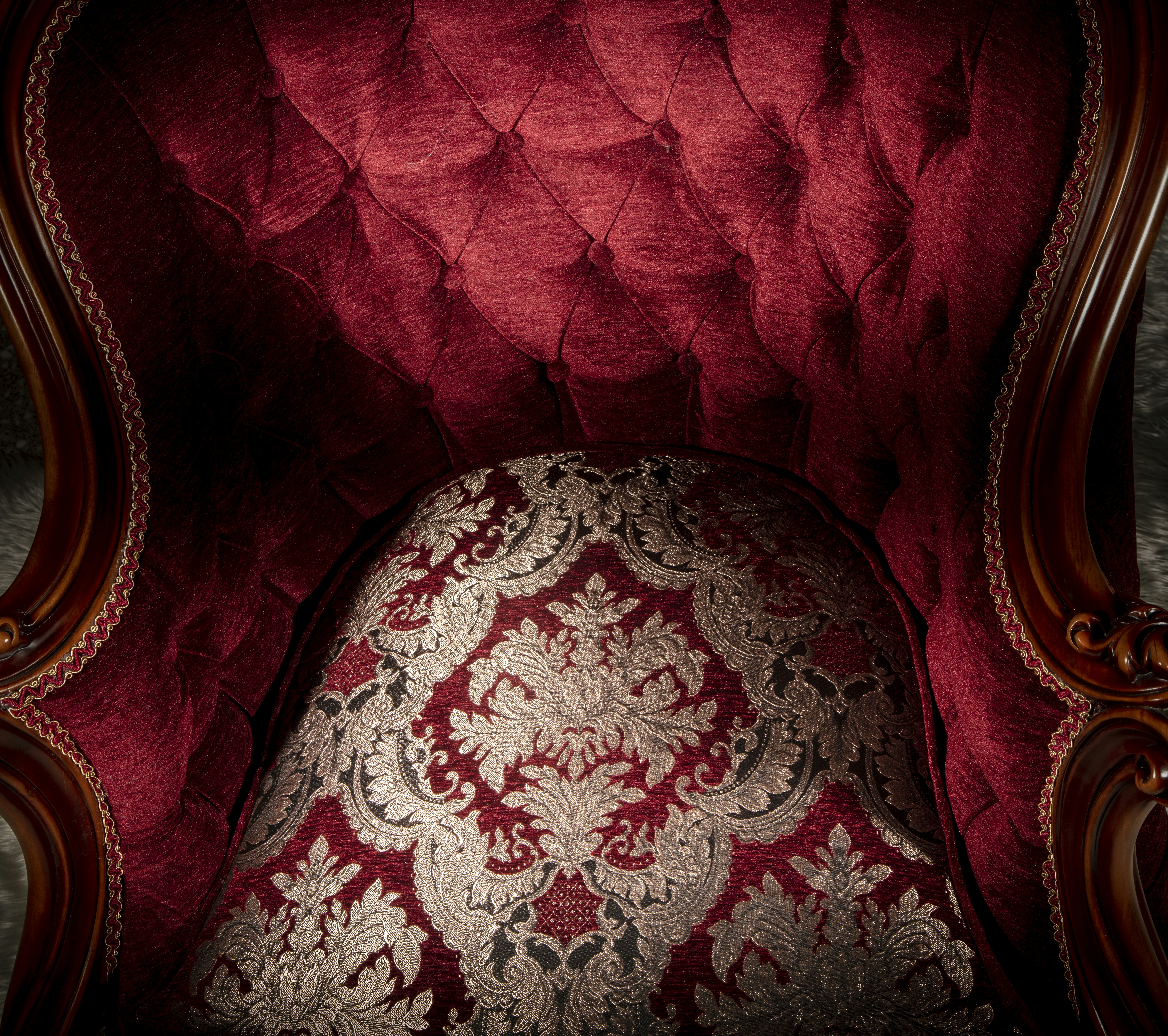 a red and white patterned rug