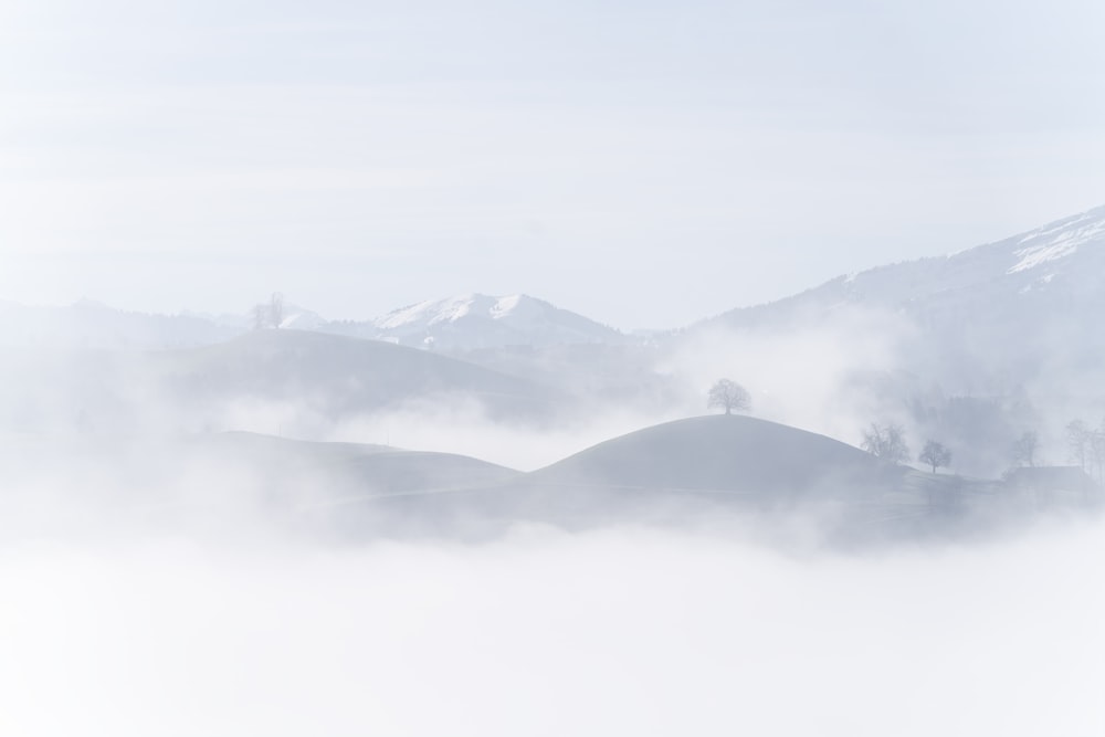 a foggy mountain range