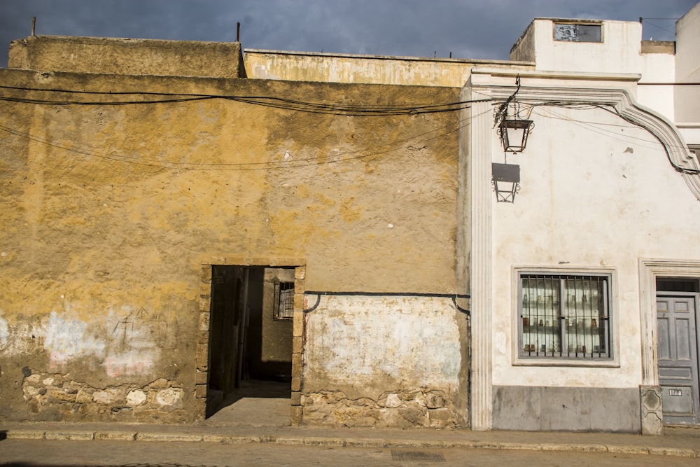 a building with a door and windows