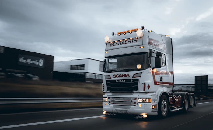 Haulage lorry on the open road