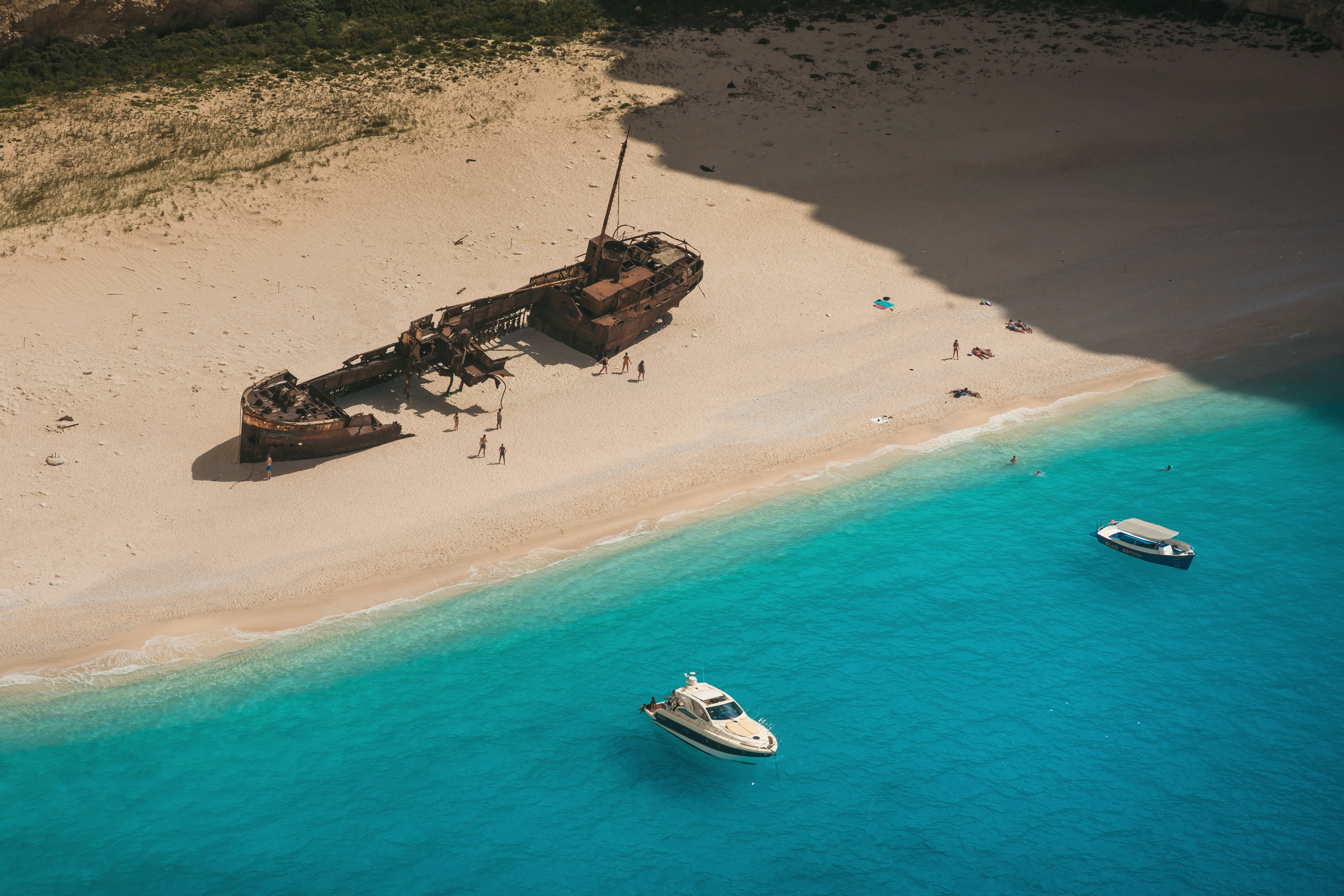 boats on a beach, 
