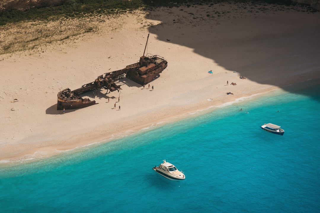 boats on a beach,
